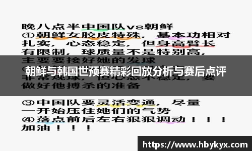 朝鲜与韩国世预赛精彩回放分析与赛后点评
