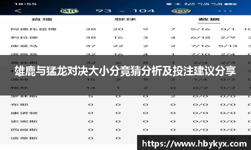 雄鹿与猛龙对决大小分竞猜分析及投注建议分享